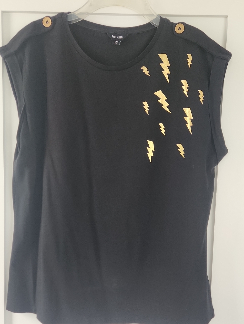 Women's Black Graphic Lightning Bolt  Tee Usa Size 10